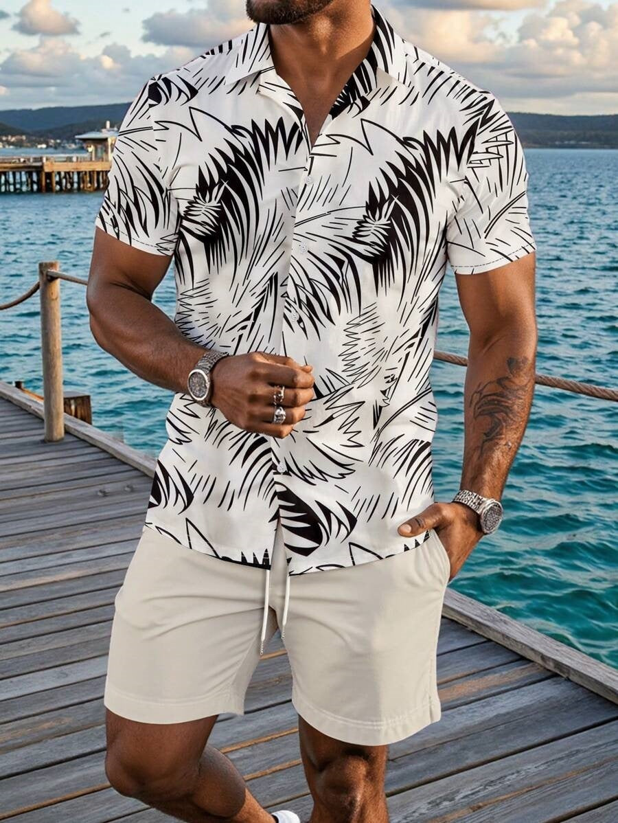 Pantaloncini casual larghi da uomo con stampa digitale 3D