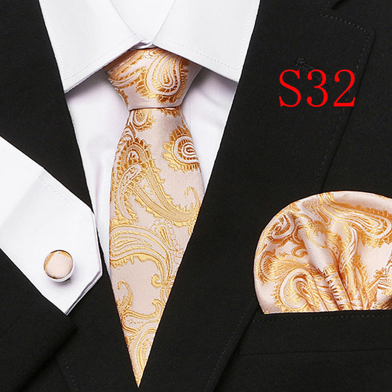 Cravatta sartoriale abbinato con gemelli e pochette da taschino (in seta)