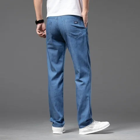 Jeans dritti sottili in lyocell di alta qualità da uomo