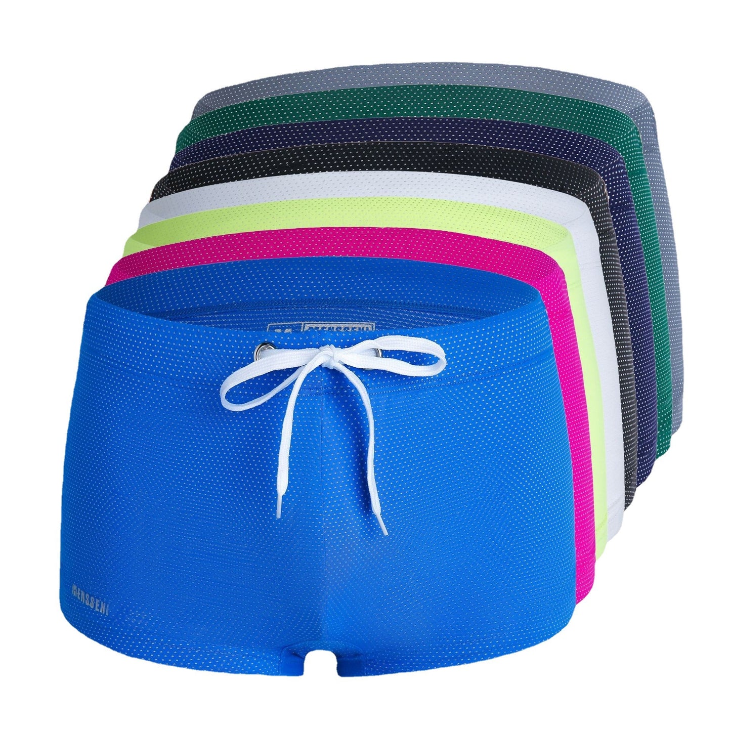 Boxer da bagno da uomo in pizzo e nylon a vita bassa, pantaloni da spiaggia Hot Spring