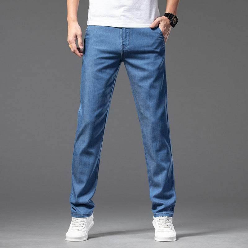 Jeans dritti sottili in lyocell di alta qualità da uomo