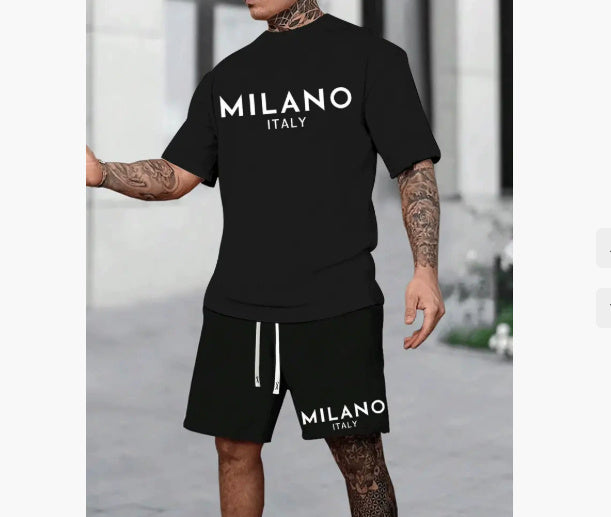 Completo moda Milano a maniche corte con scollo tondo in stile europeo e americano