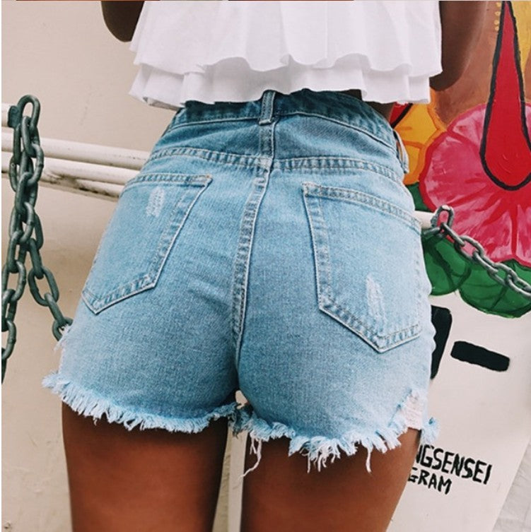 👖 Shorts in Denim Chiaro a Gamba Dritta – Effetto Usato Soft Vintage
