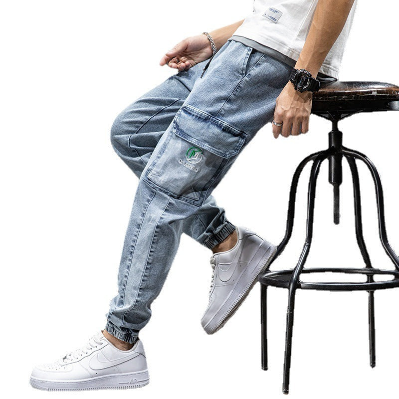 Jeans casual cargo larghi da uomo, nuovi di zecca, primavera