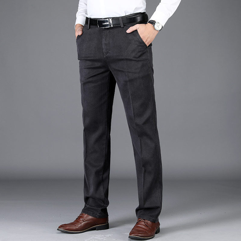 Pantaloni larghi dritti ed elastici a vita alta spessi per autunno e inverno, taglie forti