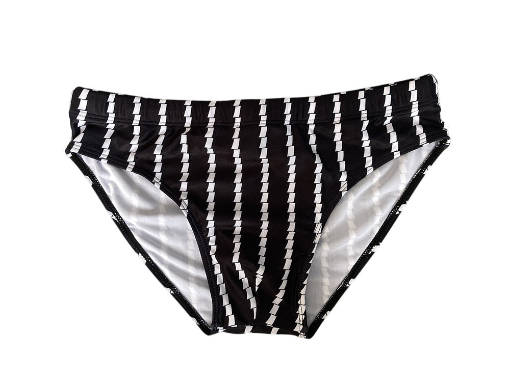 Costume da bagno da gara per allenamento in spiaggia a righe verticali aderenti a vita bassa
