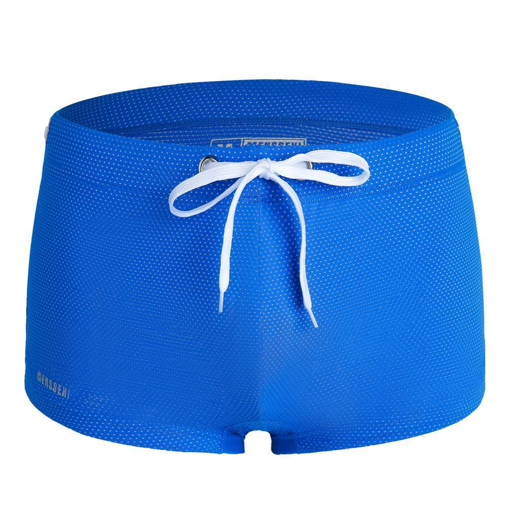 Boxer da bagno da uomo in pizzo e nylon a vita bassa, pantaloni da spiaggia Hot Spring