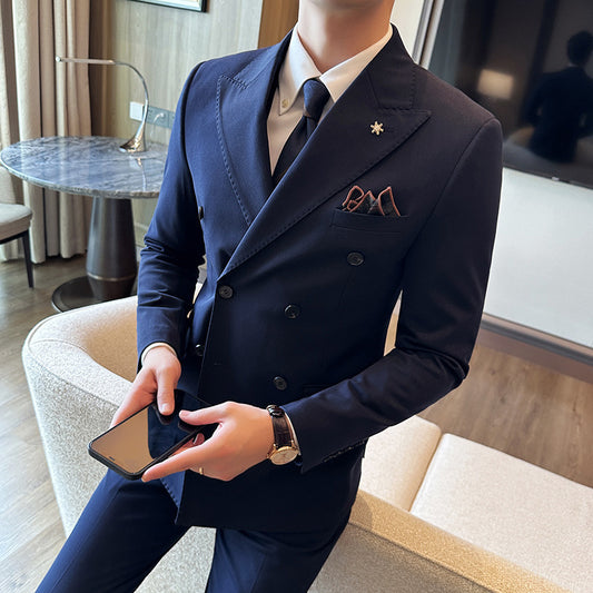 Abito casual a due pezzi slim fit doppiopetto per eventi e lavoro