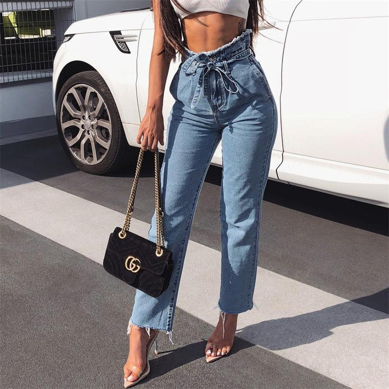 Jeans Vita Alta con Frange – Stile Vintage | Terry’s Home