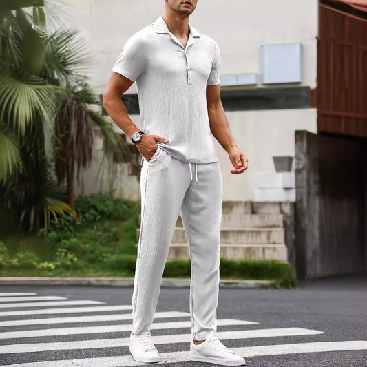 Pantaloni casual a maniche corte da uomo, tinta unita, stile elegante