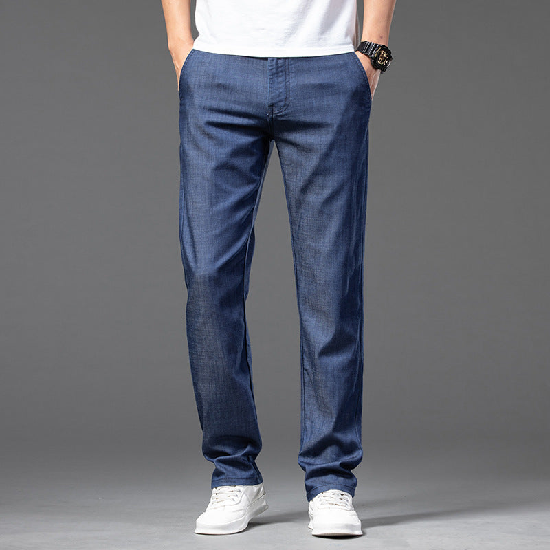 Jeans dritti sottili in lyocell di alta qualità da uomo