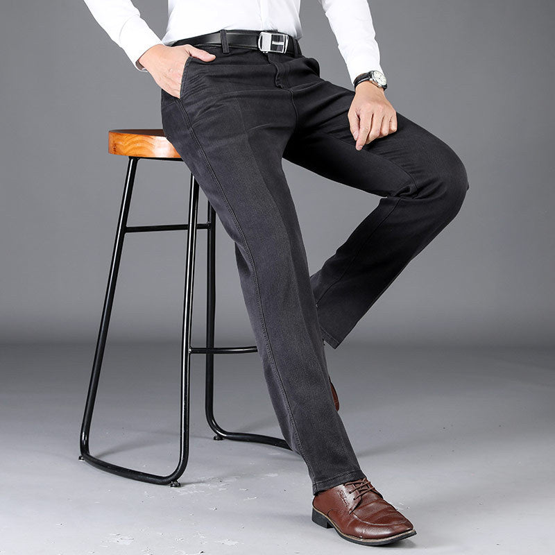 Pantaloni larghi dritti ed elastici a vita alta spessi per autunno e inverno, taglie forti